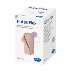 PütterFlex Hartmann 10 cm x 5 m Dubbel pack, met verband clips, in een vouwdoos